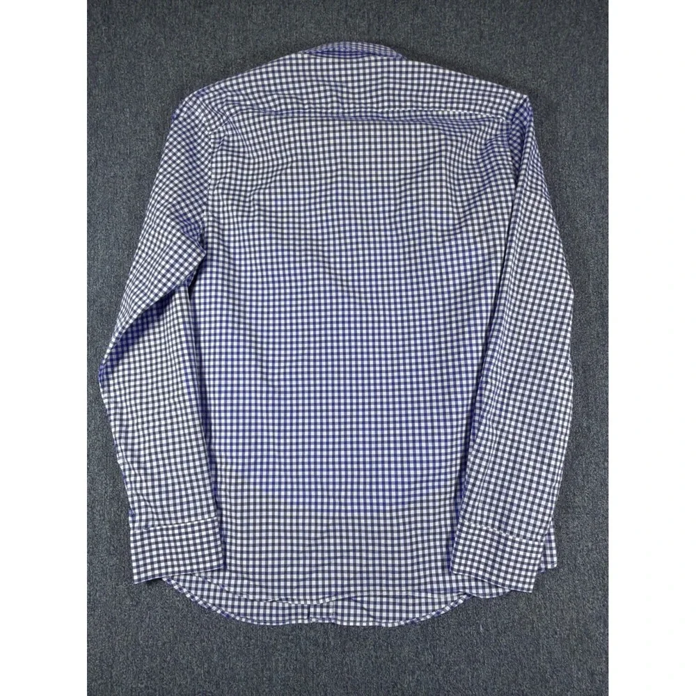 Banana Republic Slim Flex Fit Tech Stretch Cotton Gingham Shirt Blue Large